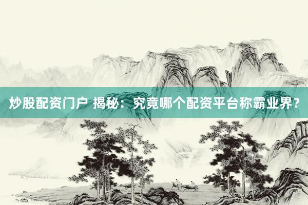 炒股配资门户 揭秘：究竟哪个配资平台称霸业界？