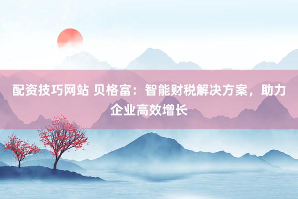 配资技巧网站 贝格富：智能财税解决方案，助力企业高效增长