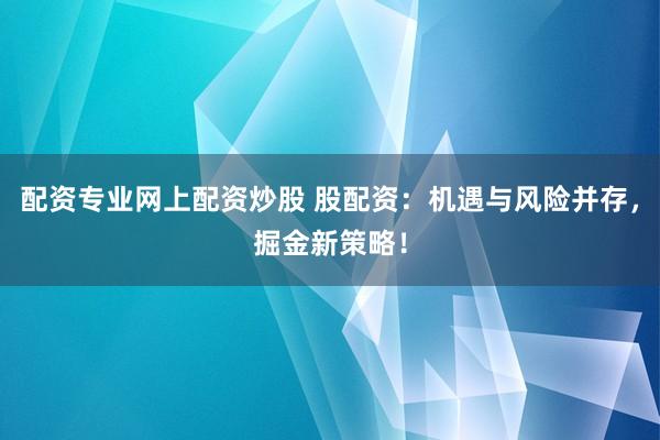 配资专业网上配资炒股 股配资：机遇与风险并存，掘金新策略！
