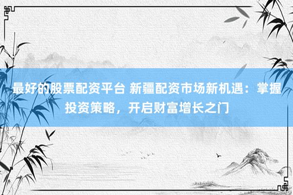 最好的股票配资平台 新疆配资市场新机遇：掌握投资策略，开启财富增长之门