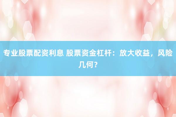 专业股票配资利息 股票资金杠杆：放大收益，风险几何？
