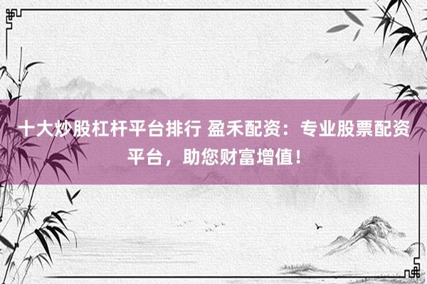十大炒股杠杆平台排行 盈禾配资：专业股票配资平台，助您财富增值！