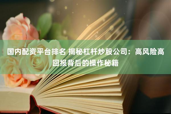 国内配资平台排名 揭秘杠杆炒股公司：高风险高回报背后的操作秘籍