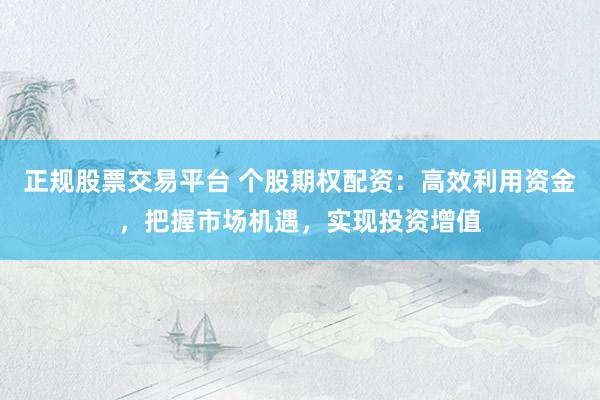 正规股票交易平台 个股期权配资：高效利用资金，把握市场机遇，实现投资增值