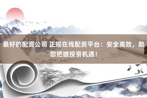 最好的配资公司 正规在线配资平台：安全高效，助您把握投资机遇！