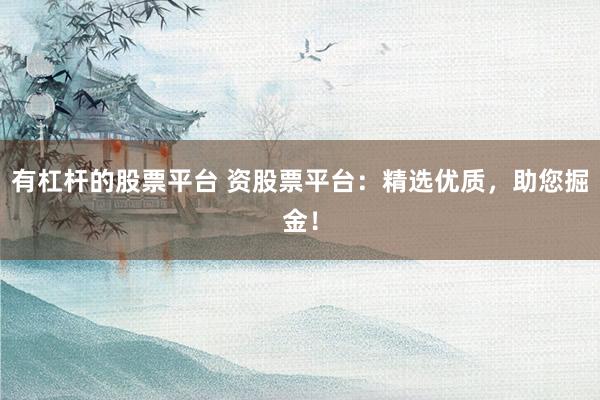 有杠杆的股票平台 资股票平台：精选优质，助您掘金！