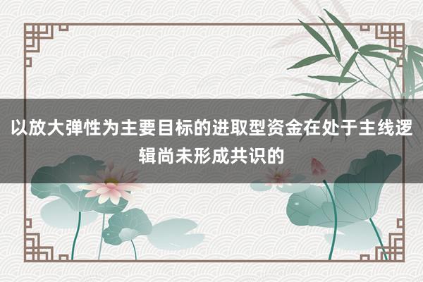 以放大弹性为主要目标的进取型资金在处于主线逻辑尚未形成共识的
