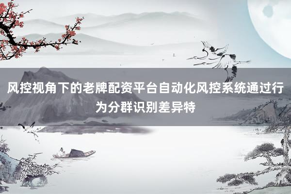 风控视角下的老牌配资平台自动化风控系统通过行为分群识别差异特