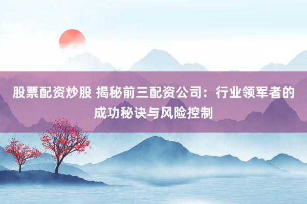 股票配资炒股 揭秘前三配资公司：行业领军者的成功秘诀与风险控制